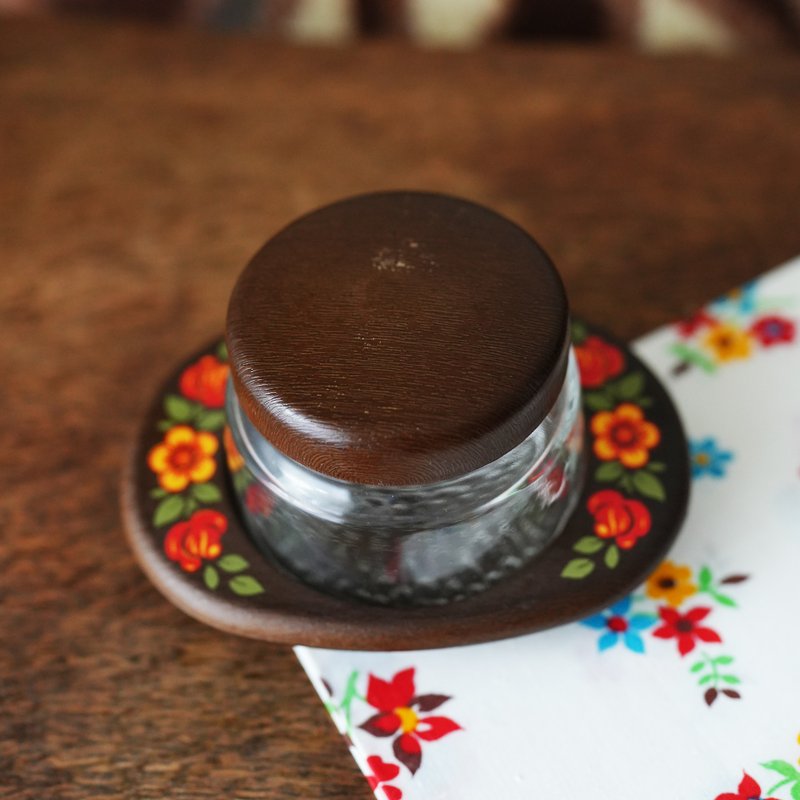 German vintage Emsa brand glass jam/sugar bowl and plate - Small Plates & Saucers - Glass Brown