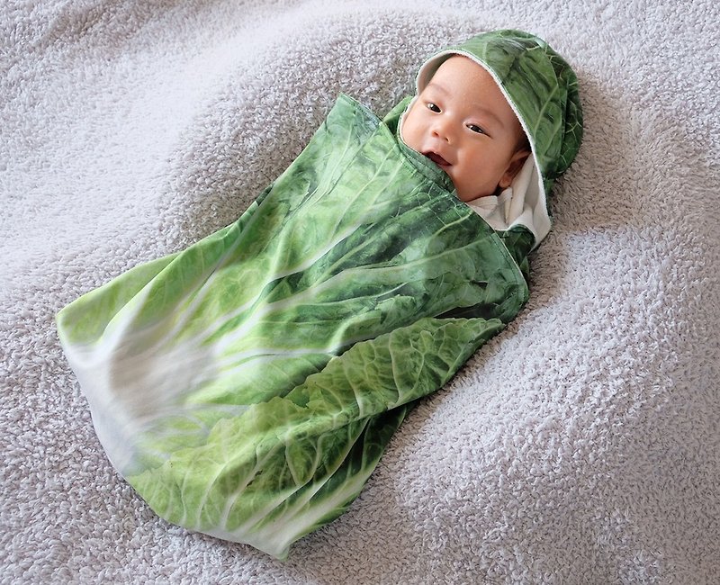 大白菜嬰兒包巾舒眠組 - 滿月禮物 - 其他人造纖維 綠色