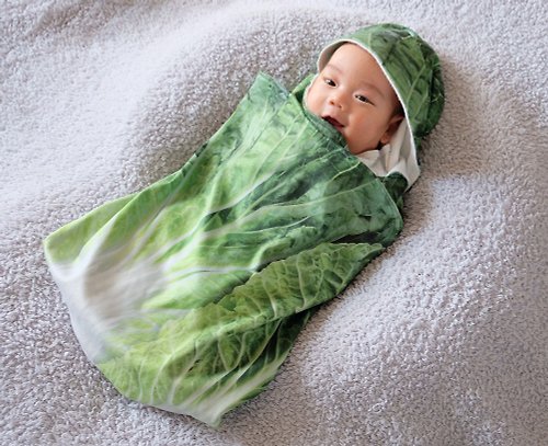 波普有意思 大白菜嬰兒包巾舒眠組