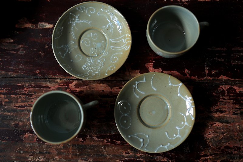 Ceramic handmade Flower coffee cups-handle defective 50% off - Teapots & Teacups - Pottery Transparent