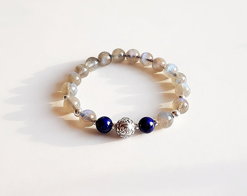 [Gemstones] time trip natural ore elongated stone green stone 925 sterling silver bracelet - Bracelets - Gemstone Blue