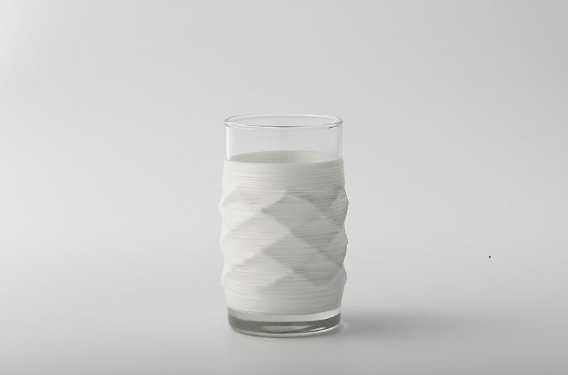 線加工 PUNNDLE 線水杯 手感款 白格紋 - 杯/玻璃杯 - 玻璃 白色