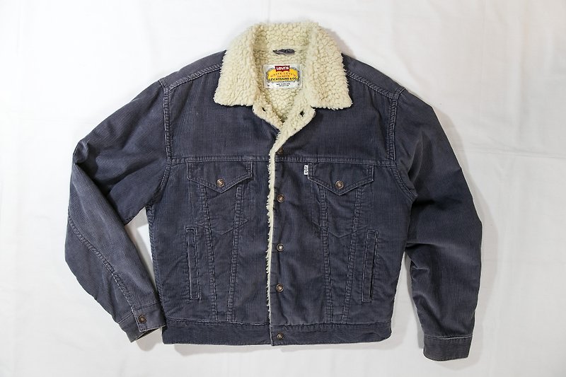 [3thclub Ming Ren Tang] shop cotton denim corduroy jacket Levis USA SEPA-005 vintage sherpa jacket - เสื้อโค้ทผู้ชาย - กระดาษ สีน้ำเงิน