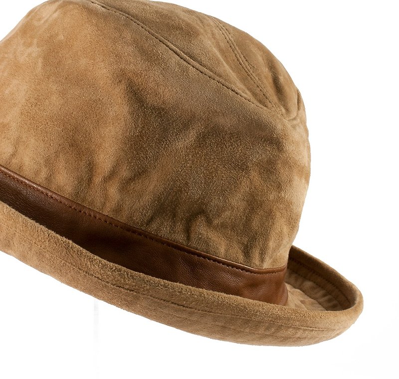 麂皮栗色士士帽 ITA BOTTEGA【Made in Italy】 - หมวก - หนังแท้ สีกากี