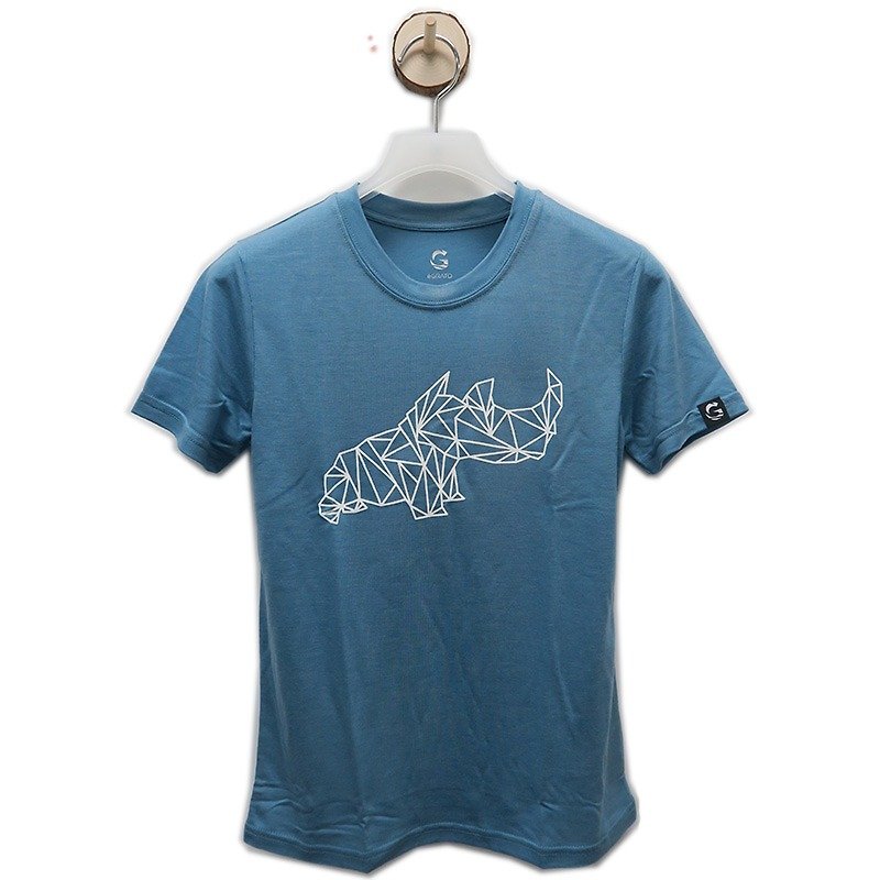 Other Materials Other Blue - é Grato Tencel coffee yarn moisture wicking short-sleeved T-shirt (Animal Family-Rhino) Niagara Blue