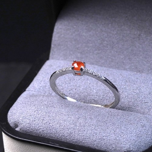 瓔珞珠寶盒 E.L.Jewelry Box 冰種紅翡翡翠蛋面戒指 925純銀 | 天然緬甸玉翡翠A貨 | 送禮