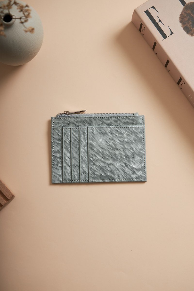 ZIPPED WALLET in LADY PINK color - 長短皮夾/錢包 - 真皮 藍色