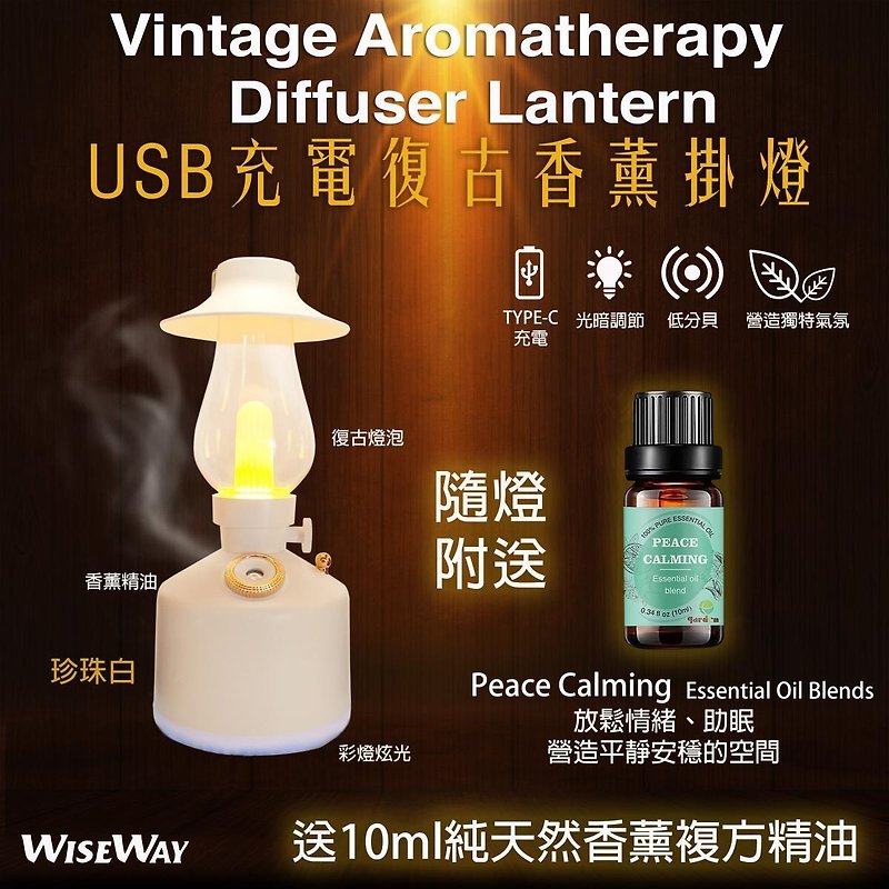 Romantic Retro Aromatherapy Hanging Lamp Humidifier - USB Rechargeable - น้ำหอม - โลหะ 