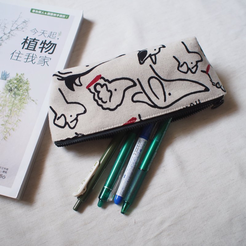 筆袋 立體筆袋 收納袋  可愛狗狗 - 鉛筆盒/筆袋 - 棉．麻 