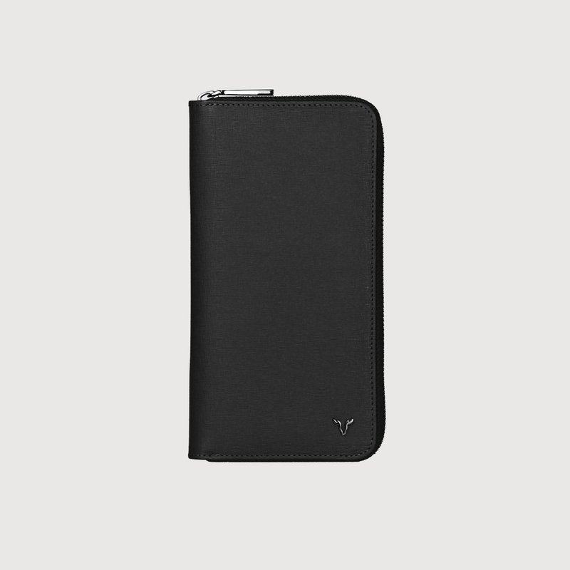 【免費升級送禮包裝】亞岱爾 23卡全開拉鍊長夾-黑色/藍色 - 錢包/皮夾/長短夾 - 真皮 多色