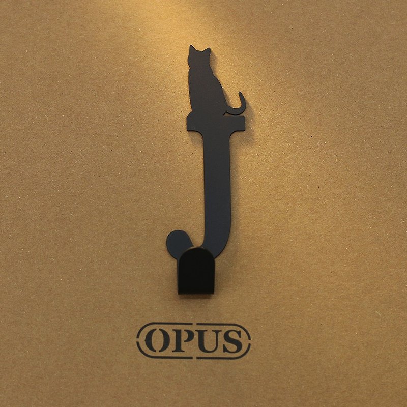 【OPUS東齊金工】當貓咪遇上字母J - 掛勾(黑)/無痕掛鉤/口罩收納 - 收納箱/收納用品 - 其他金屬 黑色