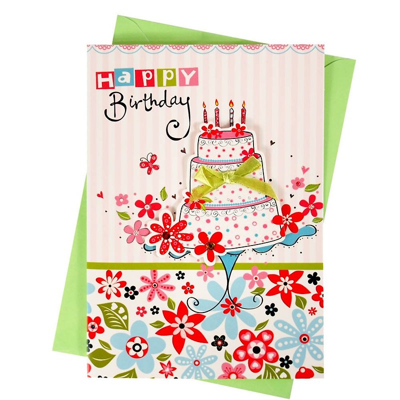 大きなケーキの祝福を送る[ホールマーク-手作りカードの誕生日の願い] - カード・はがき - 紙 多色