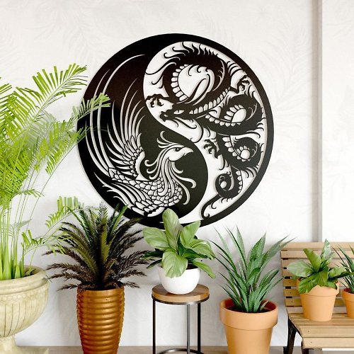 Magic Steel Wall art / Decor Dragon and Fenix / Metal art