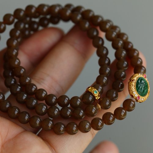 Angel's tears 天使之淚 Jewelry Design 6mm天然和田玉/和闐玉-新疆糖玉 危料翡翠A貨財神設計多圈手串108