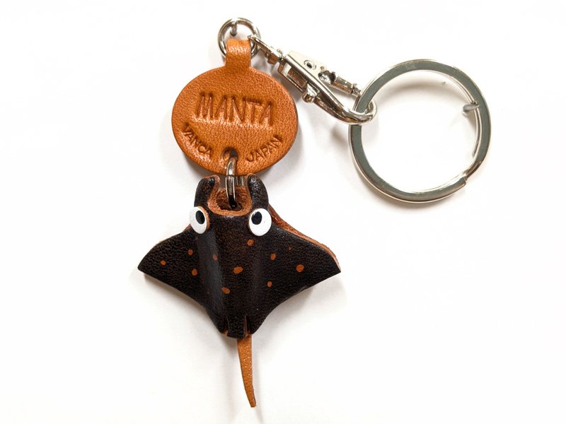 マンタ　魚　ミニ　本革キーホルダー　手作り　日本製　立体造形のVANCA - 鑰匙圈/鑰匙包 - 真皮 黑色