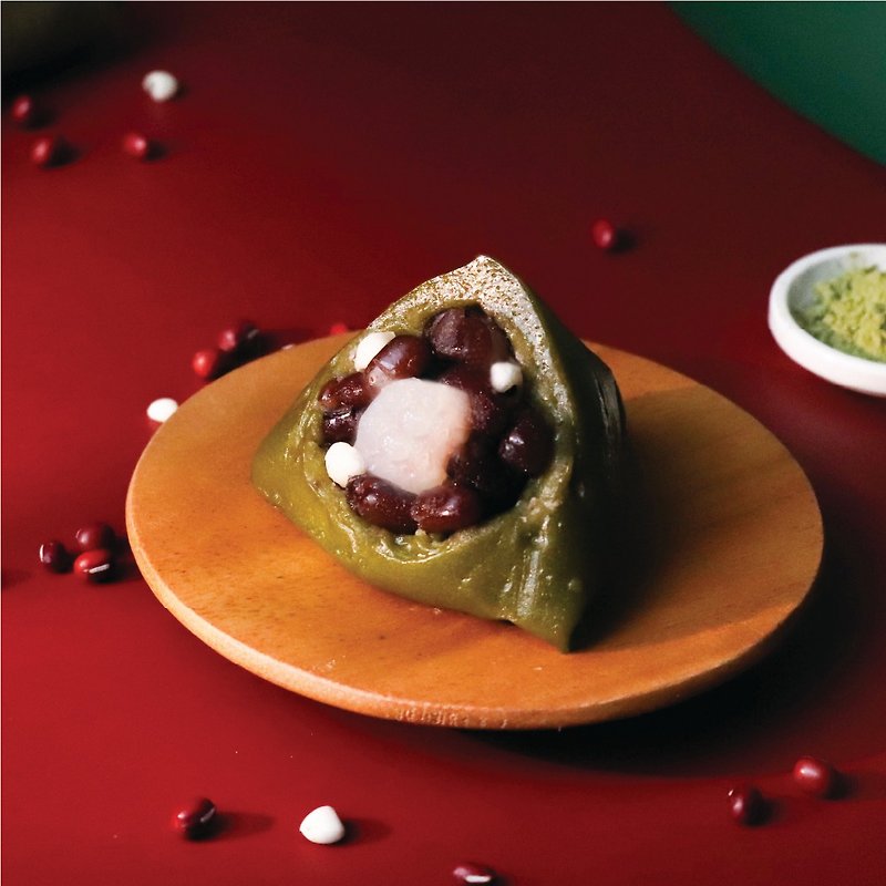 Dragon Boat Festival Limited [One Touch of Red Moon_White Jade Matcha and Red Bean Dumplings_6pcs] with cold storage bag - อาหารคาวทานเล่น - อาหารสด สีแดง