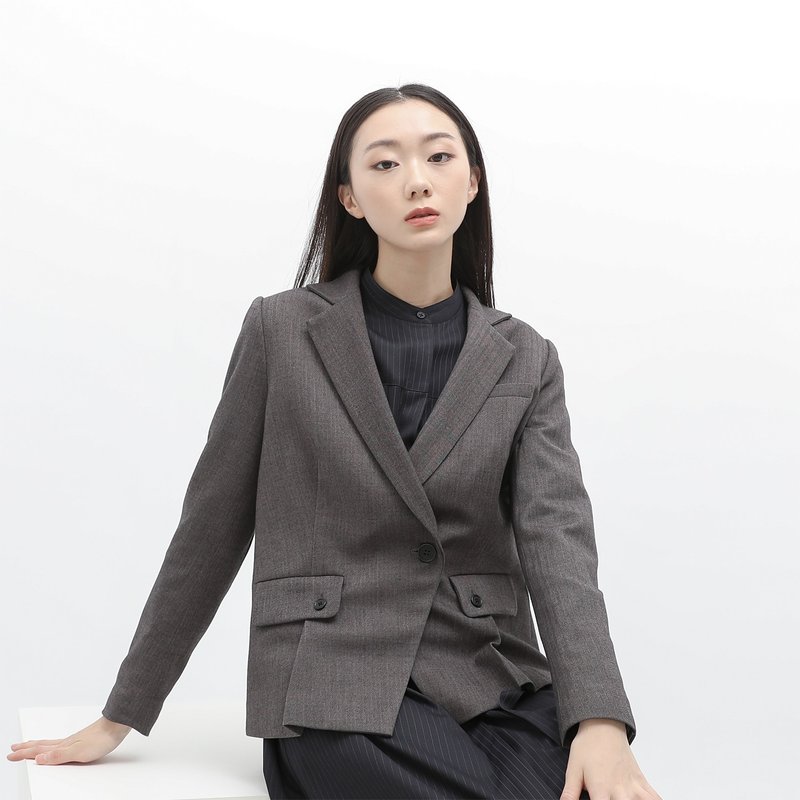 Rimu_Higurashi blazer_22AF303_grey - Women's Casual & Functional Jackets - Polyester Gray