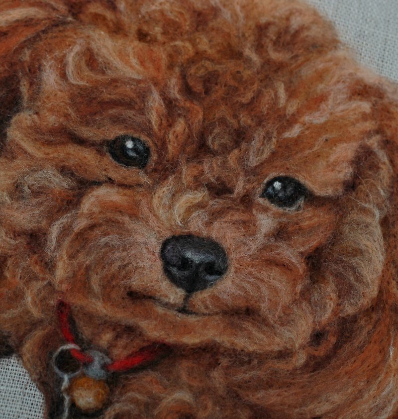 宠物拟真羊毛毡画挂饰-定制化狗狗 -Needle Felted dog, Realistic pet portrait - 似顏繪/人像畫 - 羊毛 多色