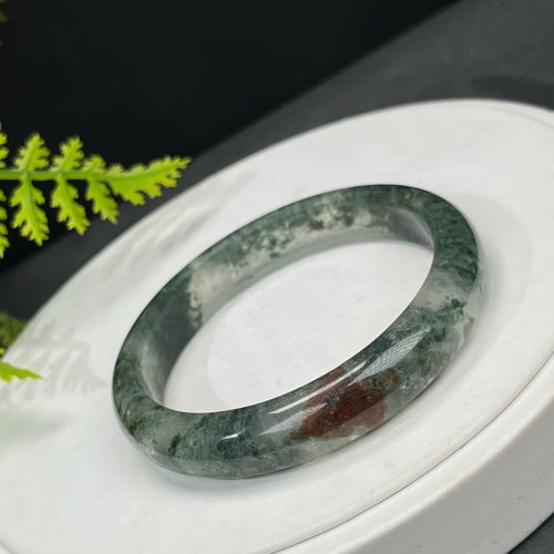 WANZAMGOK 精品 紅綠幻影幽靈水晶手鐲 60MM 冰透異象石英手環 改善人際關系