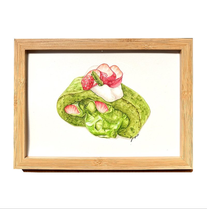 Strawberry Matcha Ice Cream - Digital Portraits, Paintings & Illustrations - Paper Green