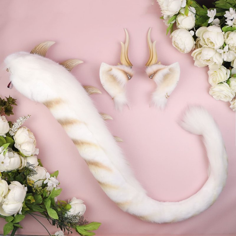 Dragon Ears and Tail Set - 髮夾/髮圈 - 其他人造纖維 白色