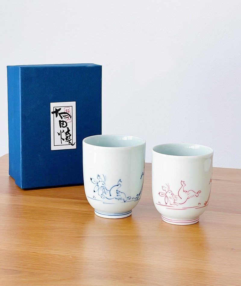 【結婚禮物】高山寺 鳥獸戲畫 夫妻對杯 /洸琳窯 - 其他杯子 - 瓷 白色