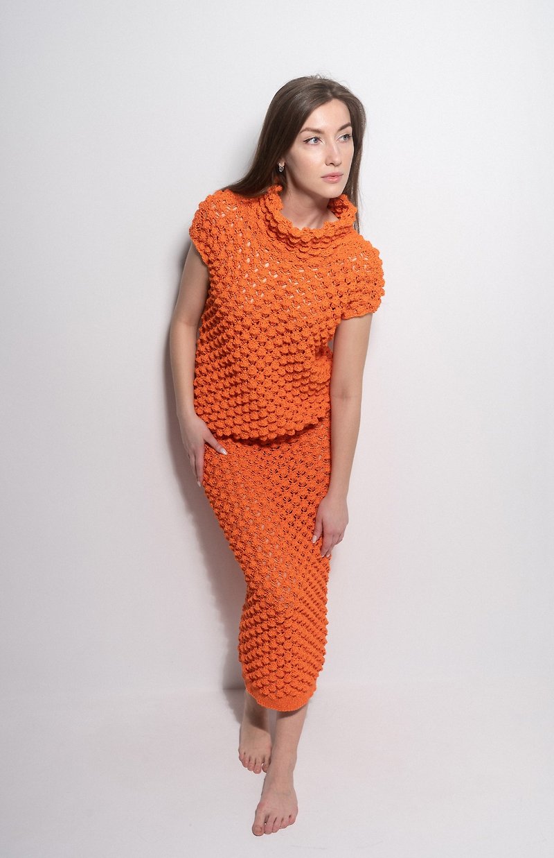 Custom Womens Suit with Maxi Skirt / Summer Cotton Womens Suit Set - Other - Cotton & Hemp Multicolor