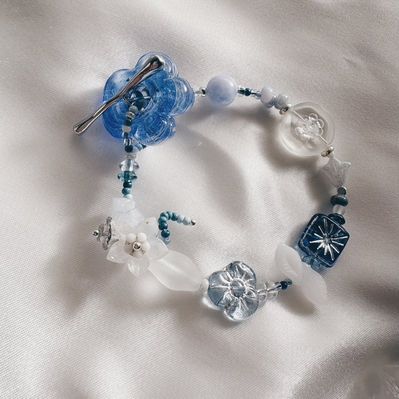 微客製－藍色土耳其琉璃花手環 // OT扣設計 - 手鍊/手環 - 琉璃 藍色