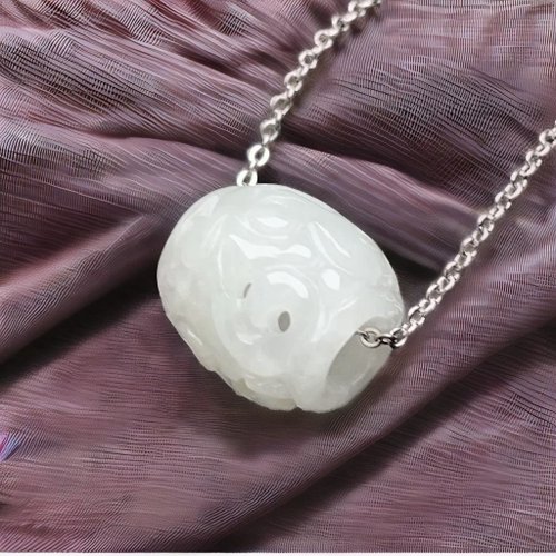 瓔珞珠寶盒 E.L.Jewelry Box 冰種翡翠雕花路路通項鍊 | 天然緬甸玉翡翠A貨