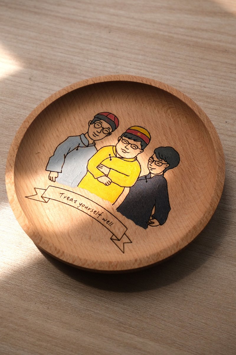 Customized small wooden disc with story-Customized version for good friends (special discounts for more of the same style) - Items for Display - Wood 