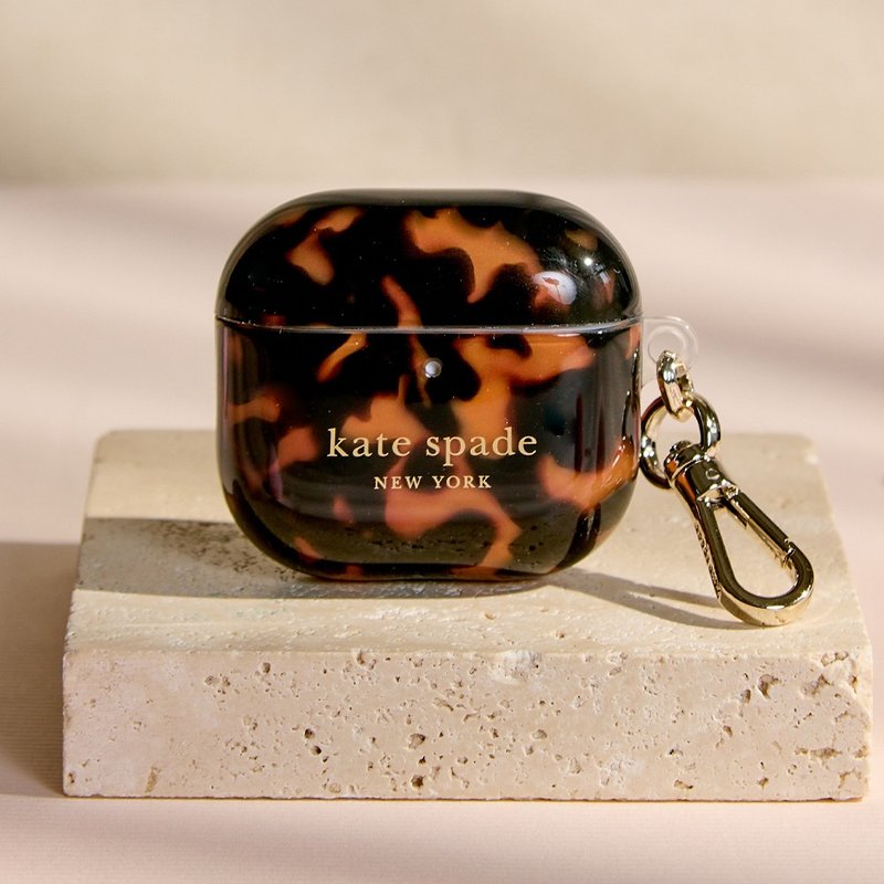 クリスマスギフトボックス【kate spade】AirPods 4 イヤホン保護ケース 華麗なべっ甲柄 - イヤホン収納 - その他の素材 ブルー