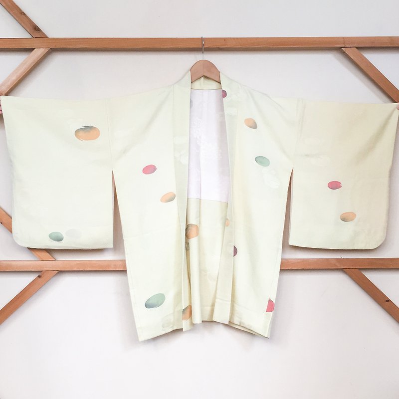 Kimono / Creamy Yellow Haori - เสื้อแจ็คเก็ต - ผ้าไหม สีเหลือง