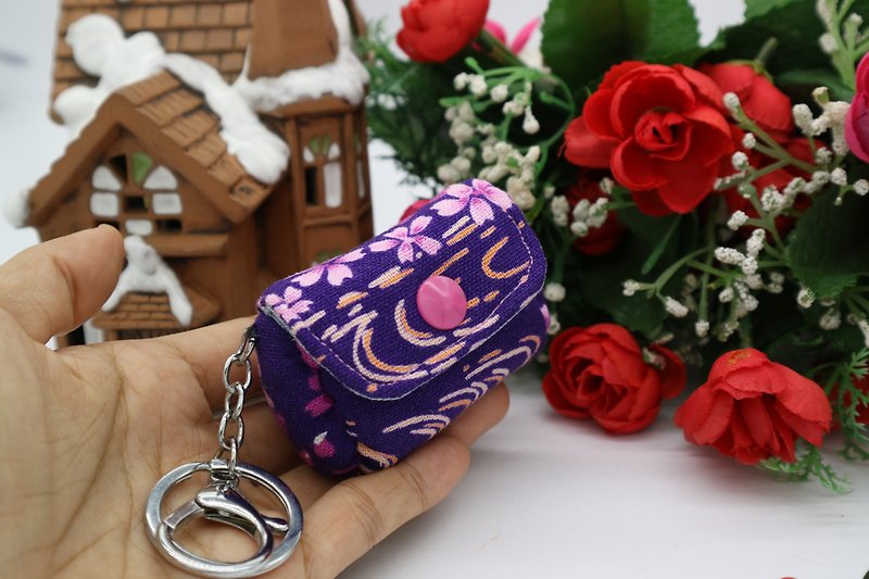 Purple Mini Wallet Charm Pendant Key Ring*SK* - ที่ห้อยกุญแจ - ผ้าฝ้าย/ผ้าลินิน สีม่วง