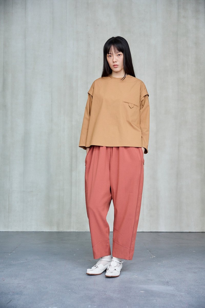 圓領落肩上衣 - 女上衣/長袖上衣 - 其他材質 