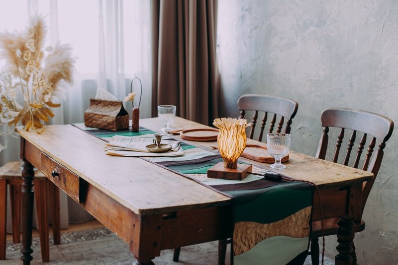 Mulberry bark patchwork table runner dining table design green home natural style - Place Mats & Dining Décor - Cotton & Hemp Green