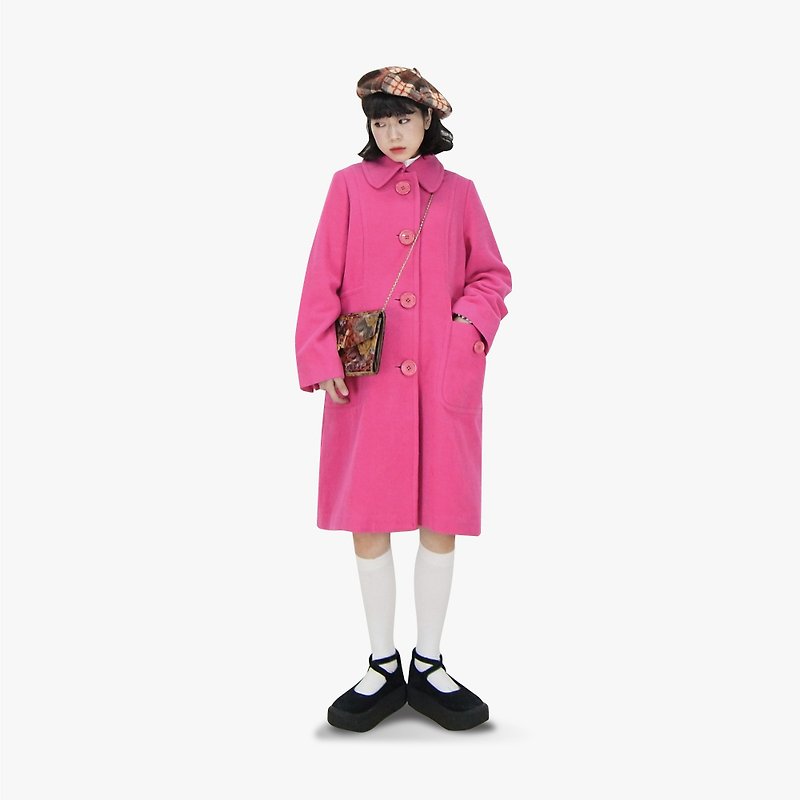 A‧PRANK: DOLLY :: Vintage VINTAGE pink tailor-made wool collar long coat coat (J801103) - Women's Casual & Functional Jackets - Wool Pink