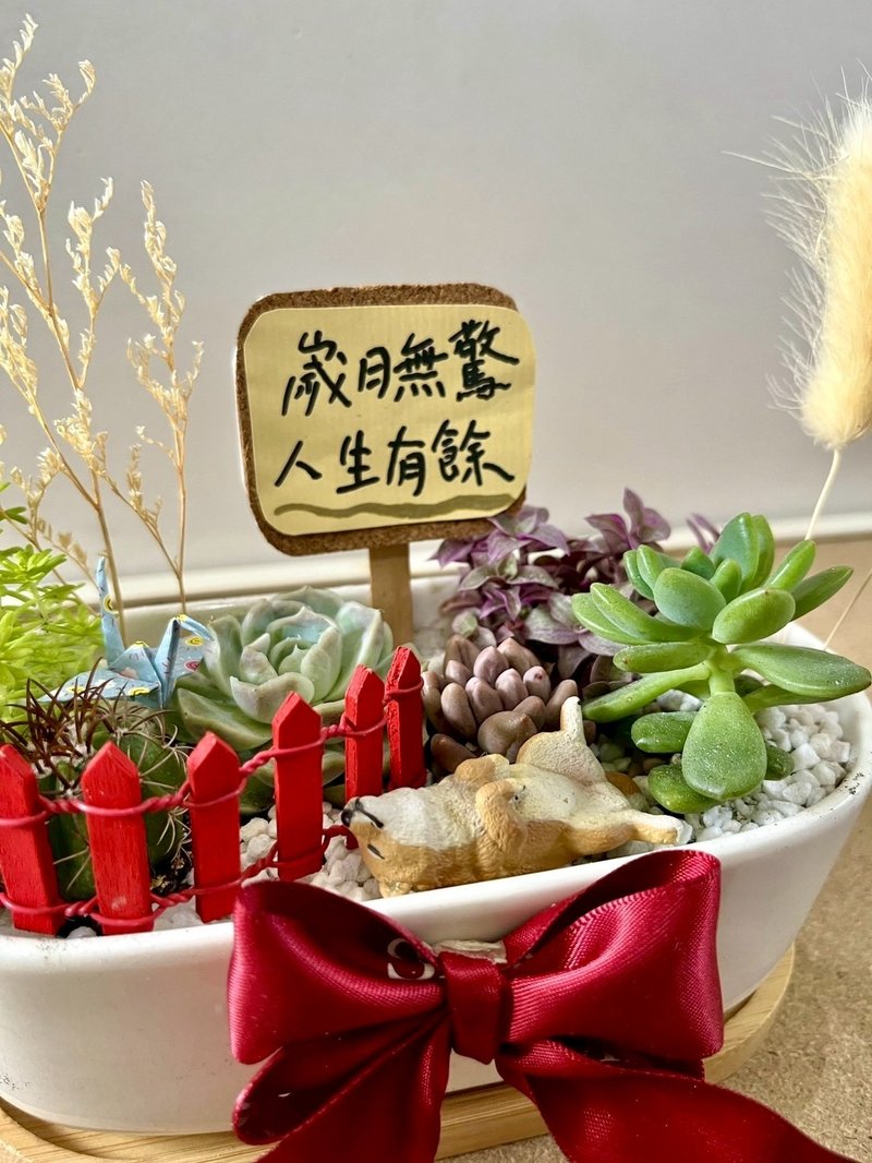 柴犬 日式山水 毛小孩送禮 多肉組盆 多肉植物 狗奴送禮 多肉盆栽 - 盆栽/植栽 - 植物．花 綠色