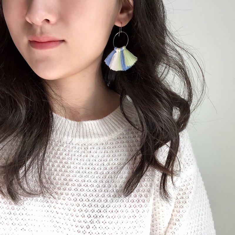 Handmade _ tassel earrings _ hydrangea - Earrings & Clip-ons - Thread Green