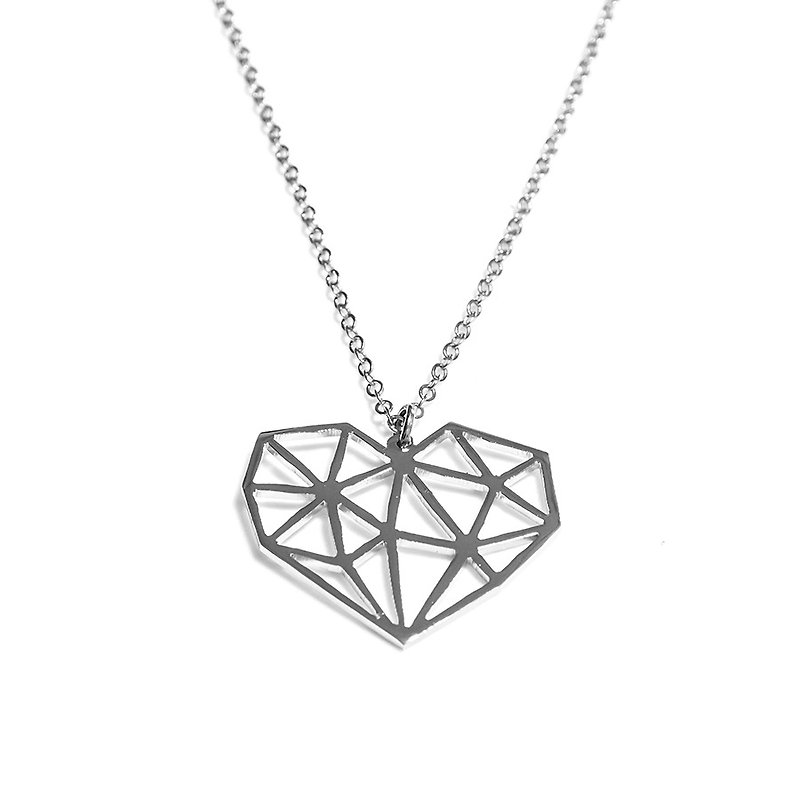 Abstract polygon heart shape pendant - Necklaces - Other Metals Silver