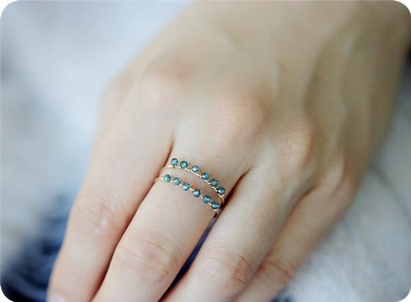 オリジナル ロンドブルー色トパーズのリング ピンキーリング 11月誕生石 　単品 - 戒指 - 半寶石 