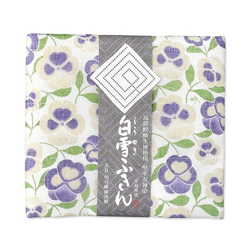 Kyoyuzen dyed all-purpose towel/pansy off-white - ผ้ารองโต๊ะ/ของตกแต่ง - ผ้าฝ้าย/ผ้าลินิน ขาว