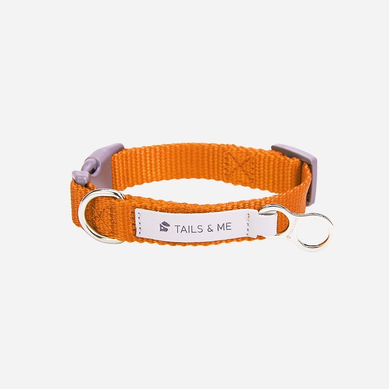 [Tail and me] classic nylon belt collar warm orange M - ปลอกคอ - ไนลอน 