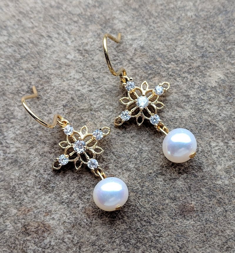 Filigree Pearl Earrings - Earrings & Clip-ons - Pearl 