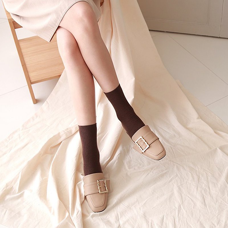 現貨優惠 --韓國人手製 MACMOC Bloaffer (BEIGE) 復古扣穆勒鞋 - 女款休閒鞋 - 人造皮革 