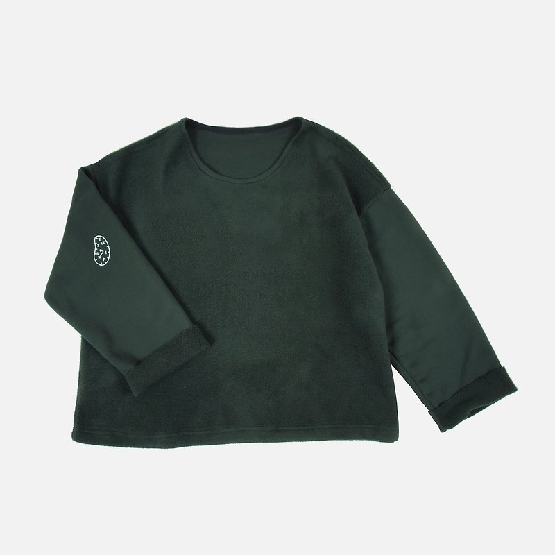 Twisted time bristled long sleeve t-shirt - dark green - Women's T-Shirts - Cotton & Hemp Green