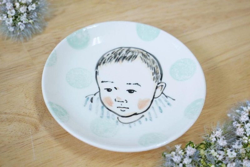 Colorful painted ceramic plate - Customized Portraits - Pottery 