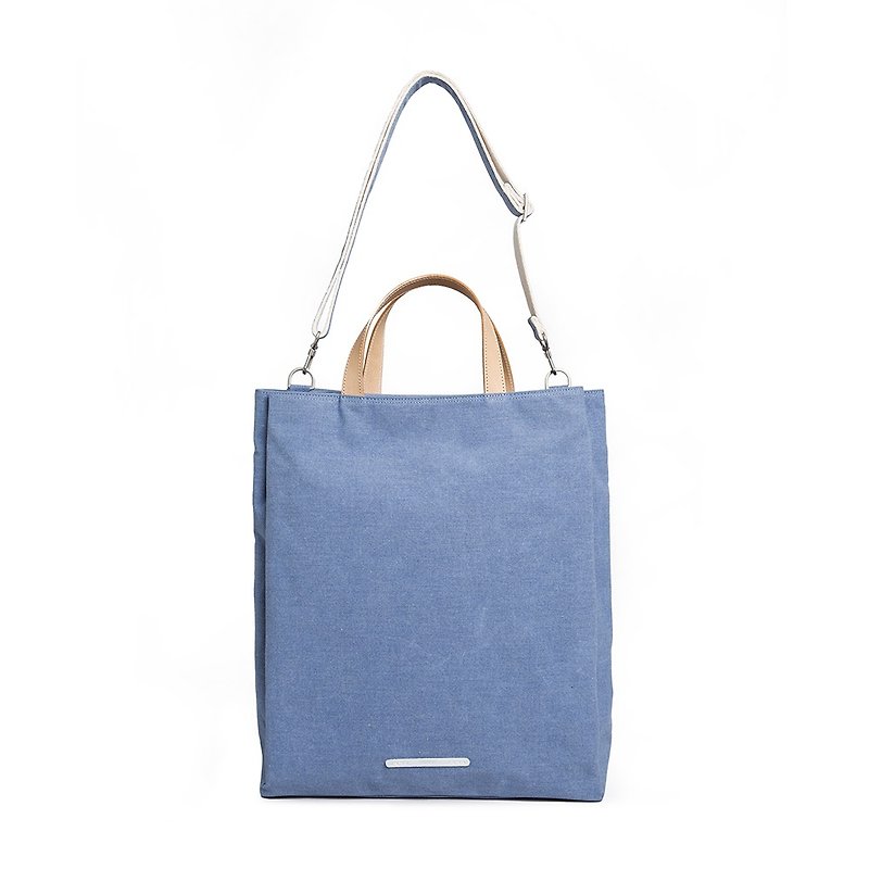 RAWROW | Simple Series - Detachable Straps Dual Tote Bag (Hand / Shoulder) - Denim Blue - RTO204BL - Messenger Bags & Sling Bags - Polyester Blue