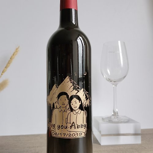 Design Your Own Wine 香港酒瓶雕刻禮品專門店 人像雕刻定制圖像藝術情侶系列紀念紅酒 創意禮物