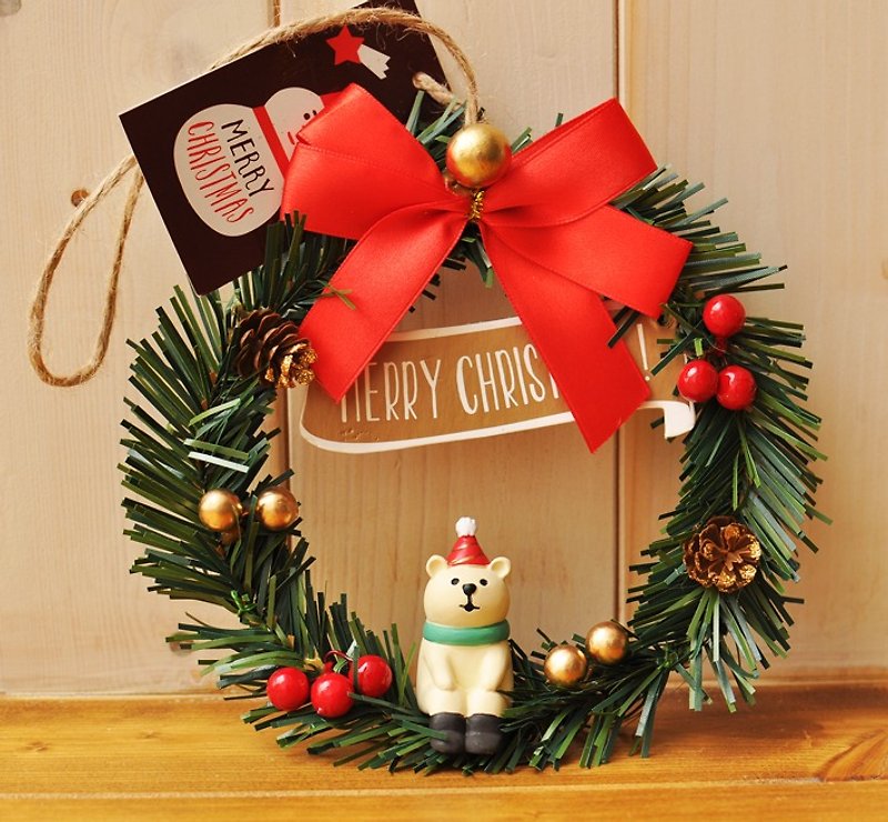 Japan Decole [] limited edition Christmas wreath Christmas ★ Christmas polar bear models - ของวางตกแต่ง - กระดาษ สีเขียว