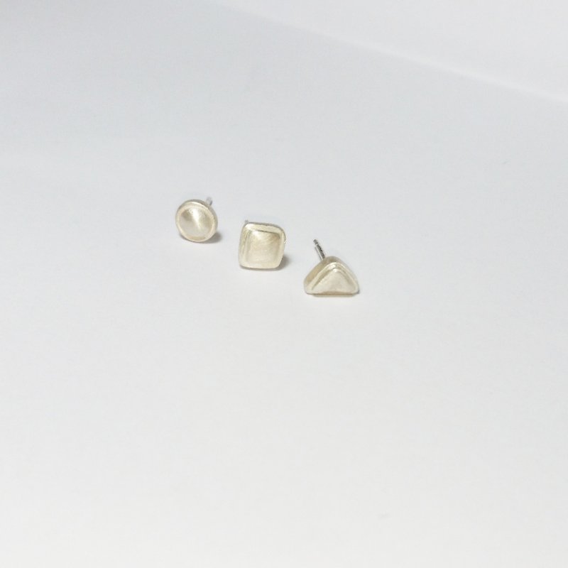 Basic-Round-Triangular-Rhombus-On-ear Ear Pins - Earrings & Clip-ons - Sterling Silver Silver